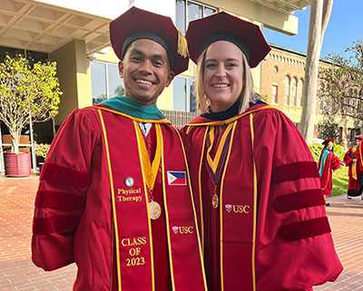 Eric Gasmin and Kaylie Zapanta in graduation regalia