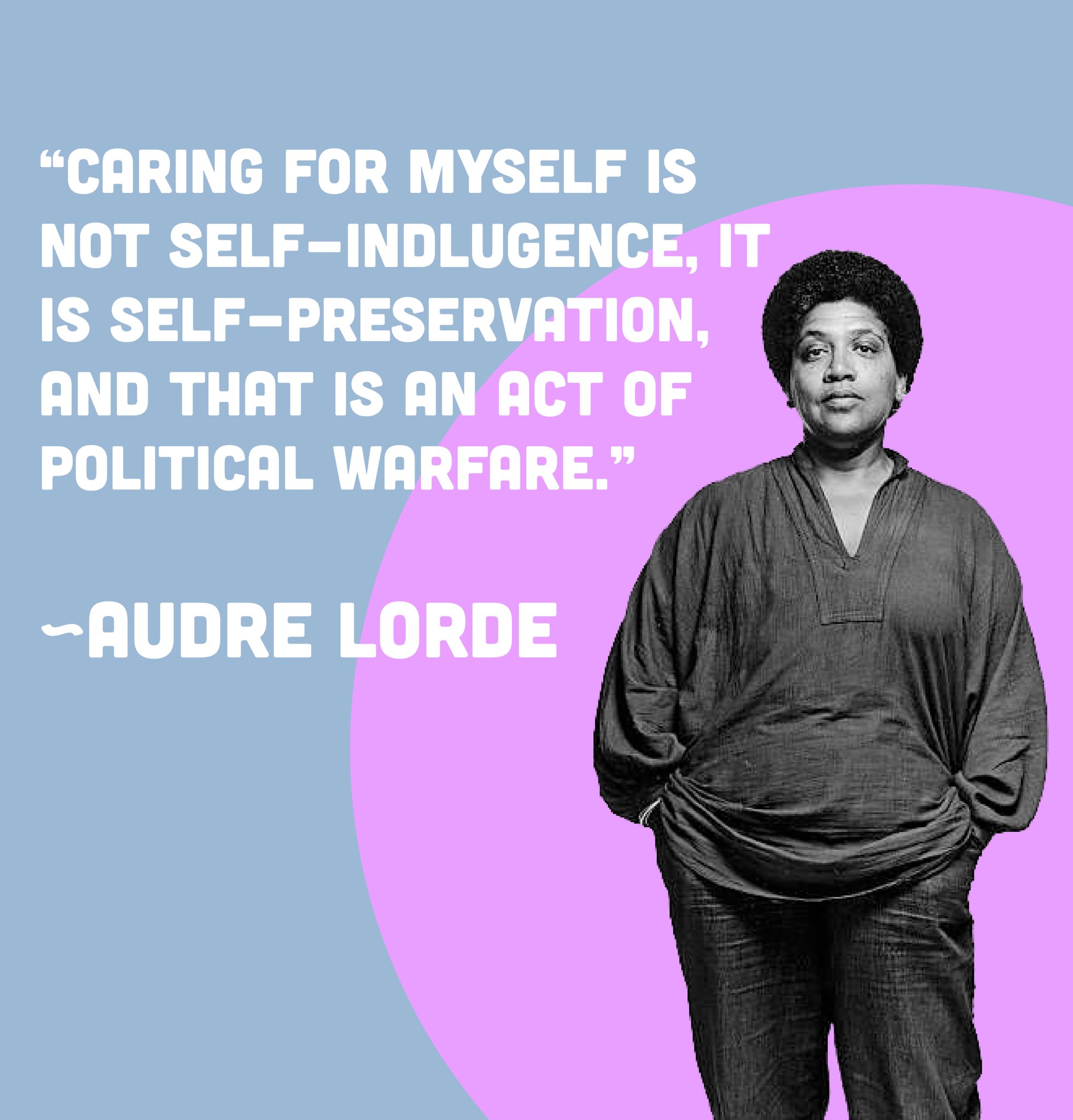 Audre Lorde portrait with quote