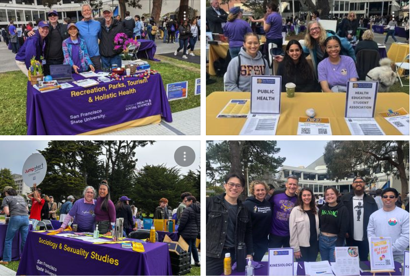 Collage of department tables on Quad at Explore SF State Day