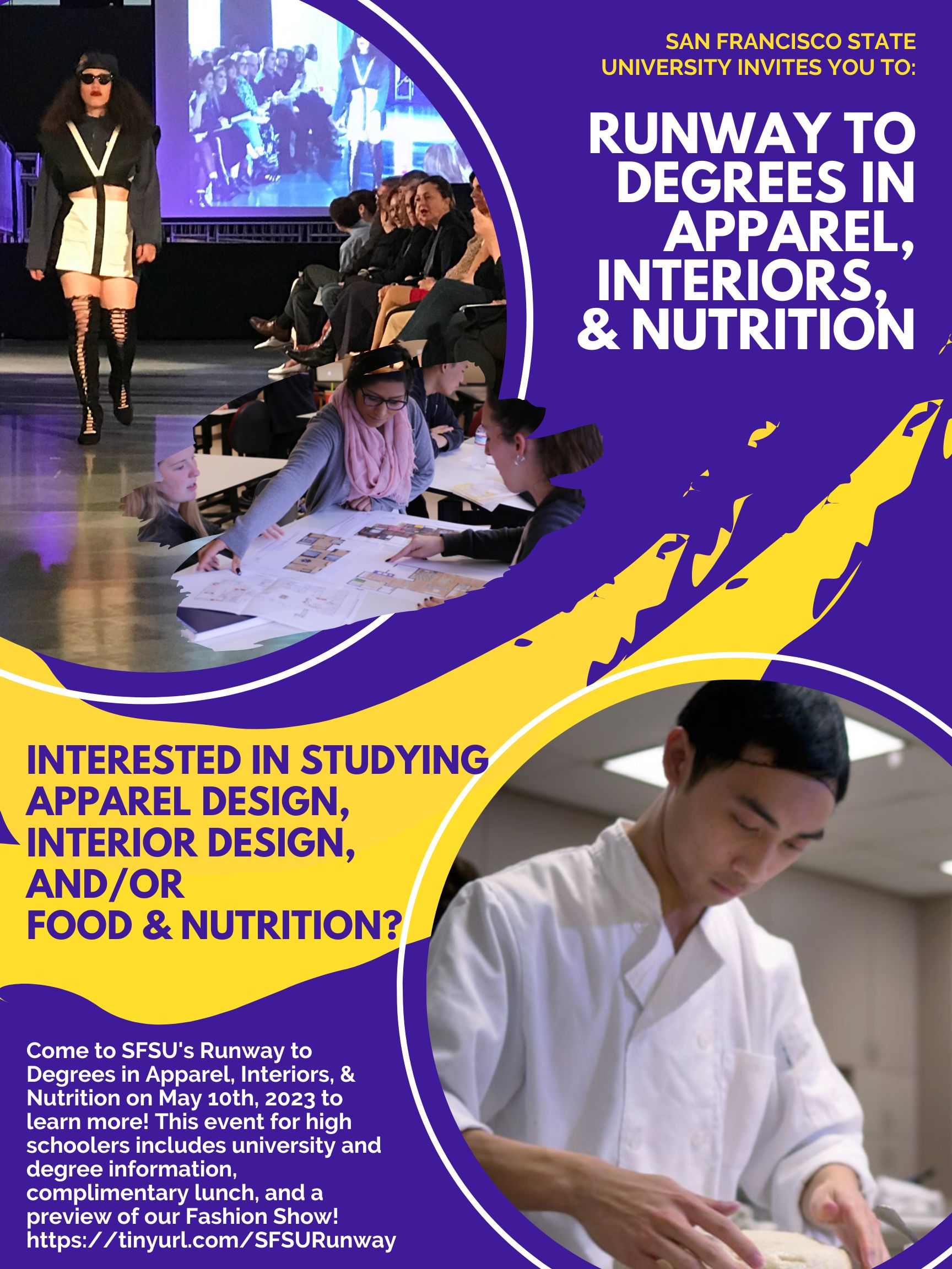 poster for Runway to Degrees in Apparel, Interiors & Nutrition