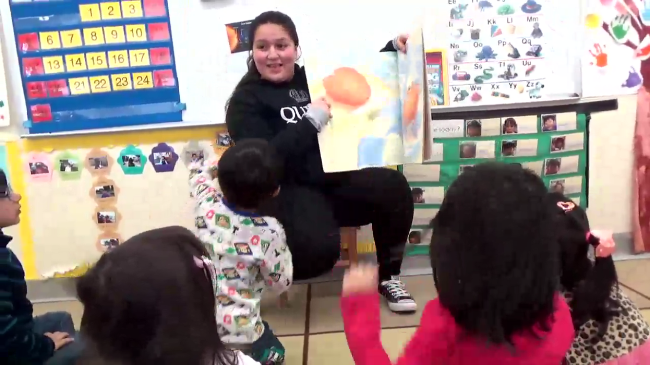 Stephanie Estrada works with preschool children.