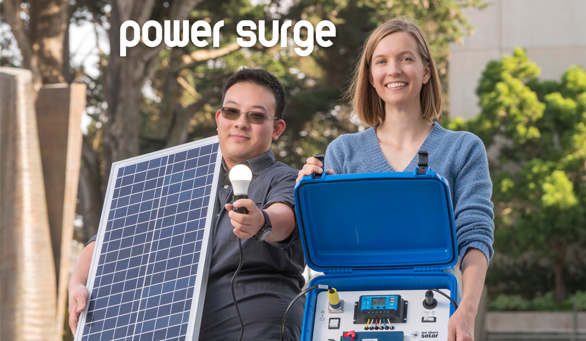 Jin Zhu and Autumn Thoyre with solar suitcase