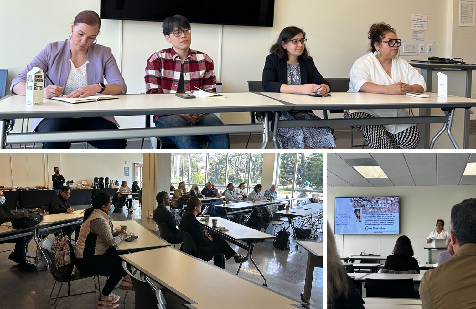 collage of presenters and audience at Coffee and Conversation event