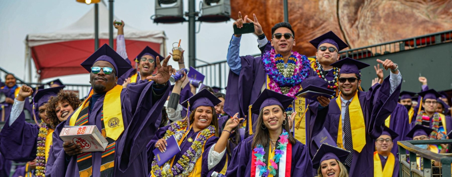 Group of students in regalia at Commencent