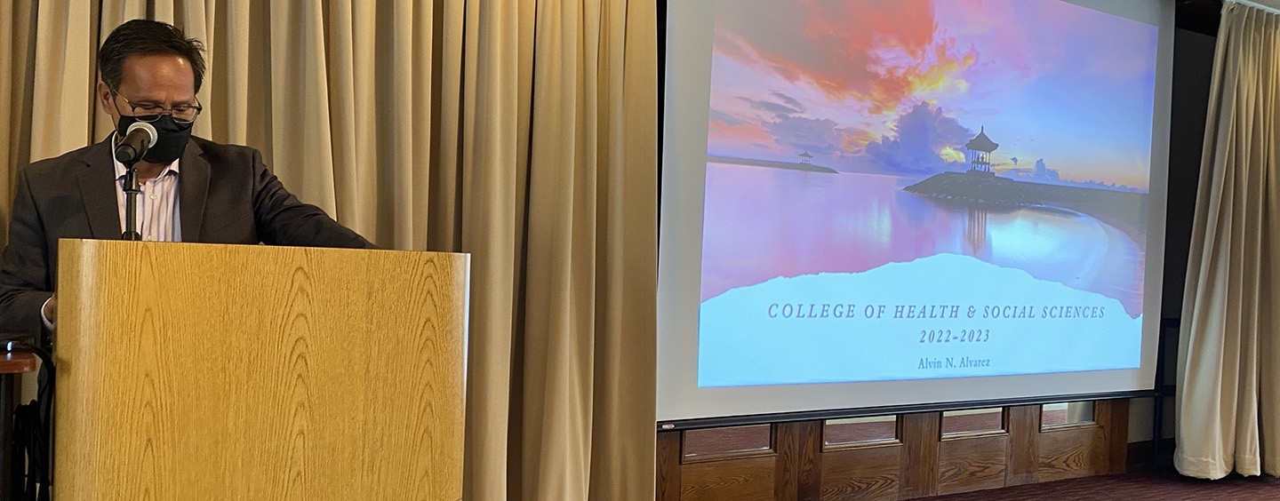 Dean Alvarez gives presentation at Fall Opening meeting