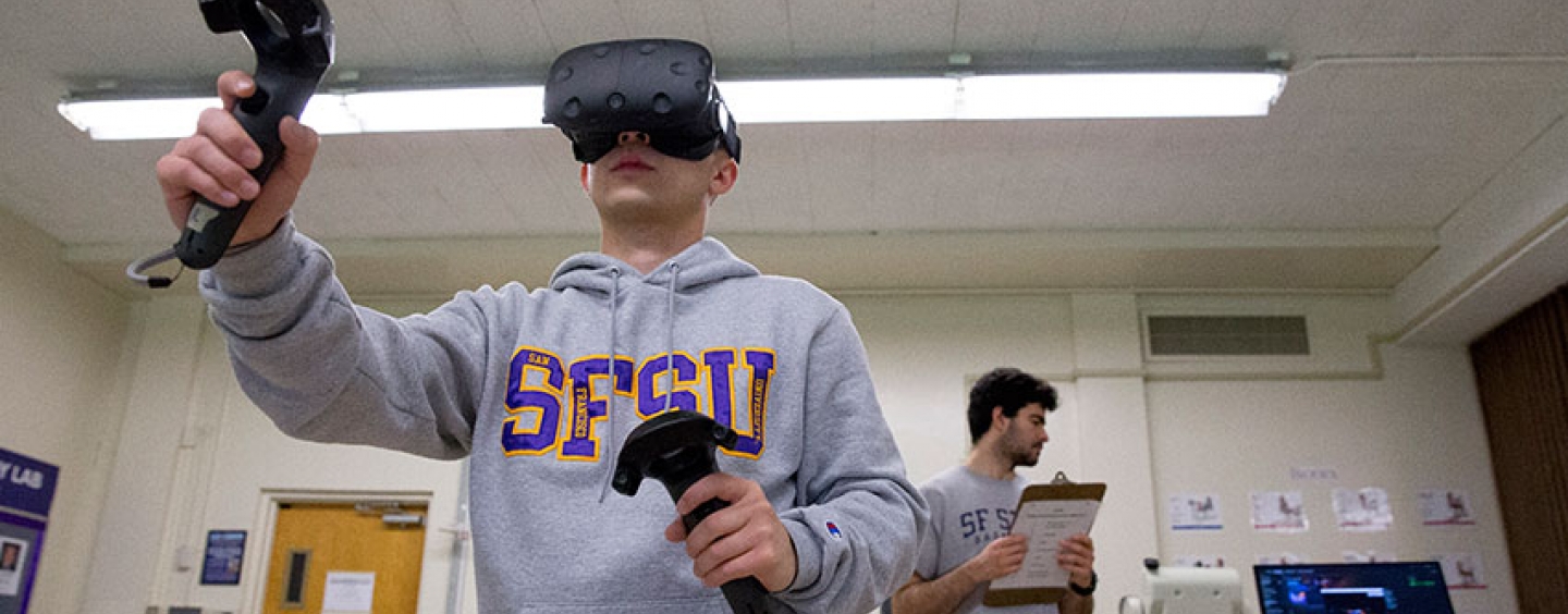 Students use virtual reality equipment